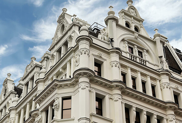 British architecture and facades of residential buildings the st