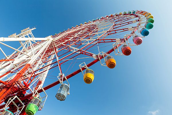 Ferris wheel under blue sky
