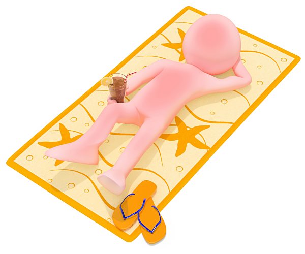 3d-weiße menschen. sunburned in strand