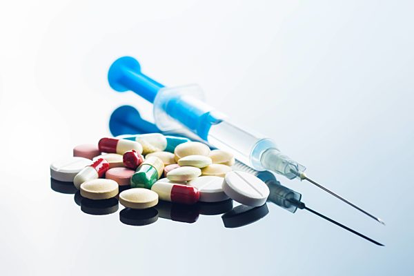 Stethoscope and pills.