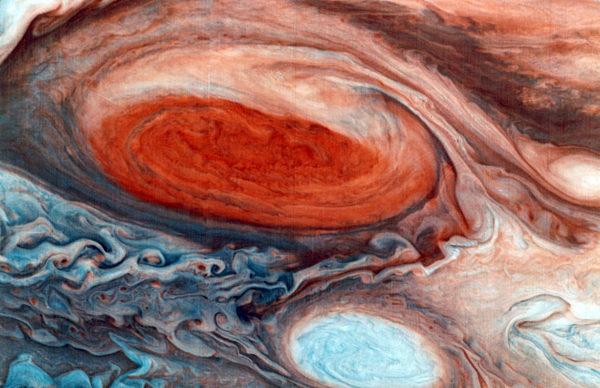Die so genannten "Great Red Spots" (Große rote Flecken) des Planeten Jupiter...