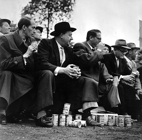 Canned beer at soccer match