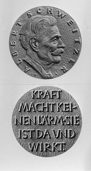 Albert Schweitzer medal for the 50th anniversary of jungle hospital