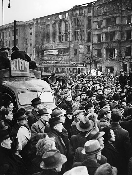 Announcement of currency reform in Berlin