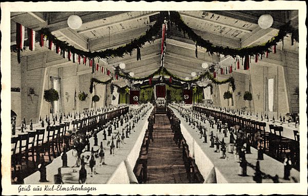 Elmschenhagen Kiel in Schleswig Holstein, DAF Gemeinschaftslager Süd 1, Saal beim Richtfest