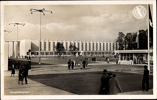 Düsseldorf am Rhein, Partie am Hauptfestplatz, Reichsausstellung Schaffendes Volk