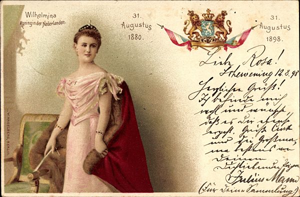 Königin Wilhelmina der Niederlande, 31 August 1880, 31 August 1898