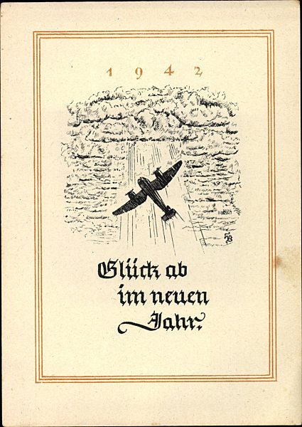 Glückwunsch Neujahr, Militärflieger, Glück ab im neuen Jahr 1942