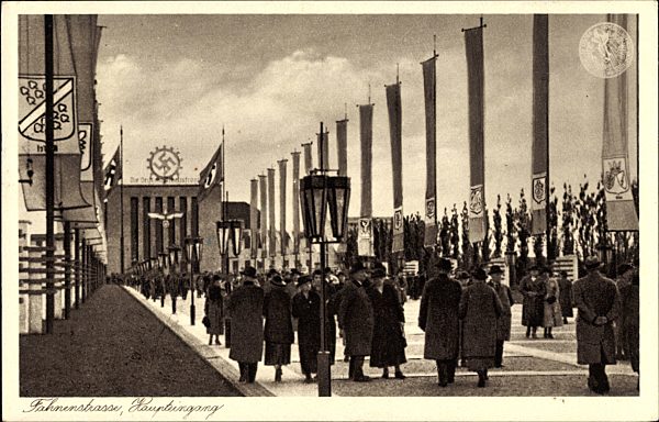 Düsseldorf am Rhein, Fahnenstraße, Haupteingang, Große Reichsausstellung, Schlageterstadt 1937