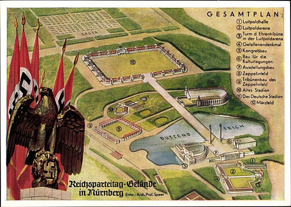 Nürnberg in Mittelfranken Bayern, Reichsparteitagsgelände, Architekt Speer, Gesamtplan