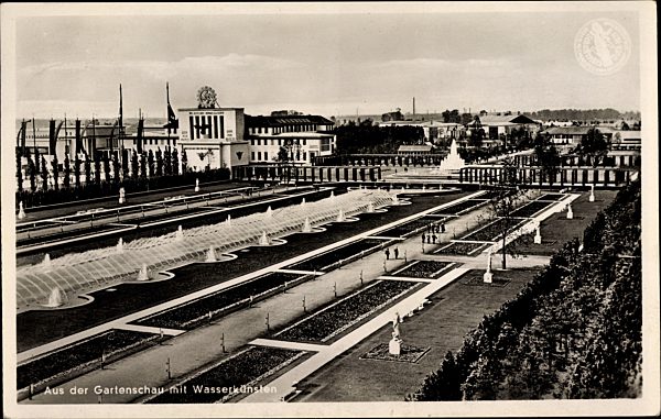 Düsseldorf Rhein, Auf der Gartenschau mit Wasserkünsten, Reichsausstellung Schaffendes Volk 1937