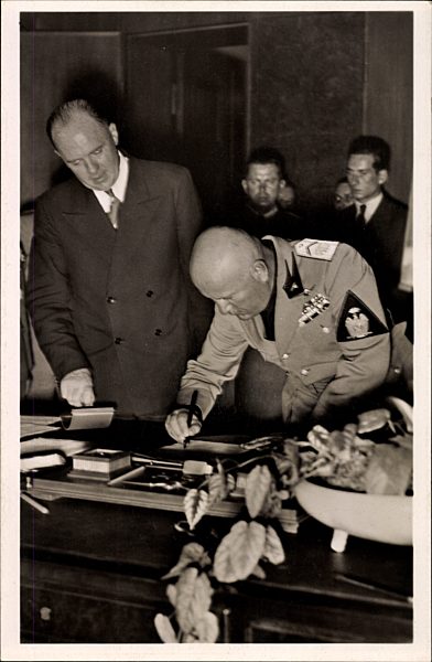 Münchner Abkommen 1938, Benito Mussolini, Unterzeichnung der Verträge, Photo Hoffmann S 10/2