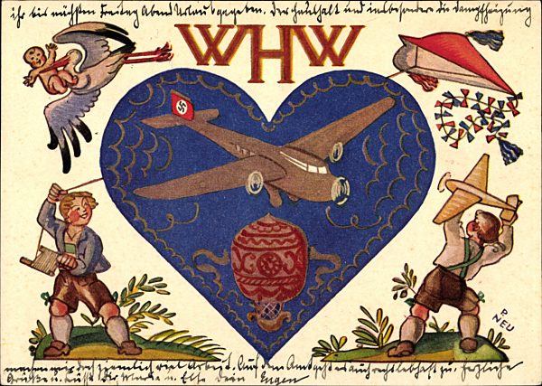 WHW 1936/37, Flugzeug, Ballon, Drachen, Storch, Modellflieger