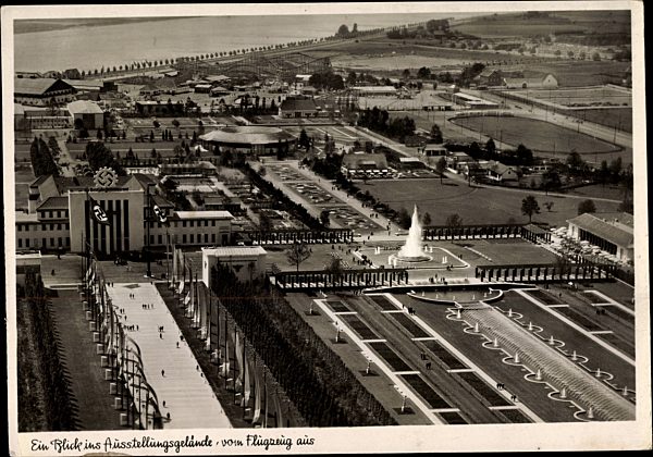 Düsseldorf am Rhein,Ausstellungsgelände,Fliegeraufnahme,Reichsausstellung 1937,Schaffendes Volk