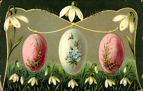 Passepartout Frohe Ostern, Osterei, Glockenblumen