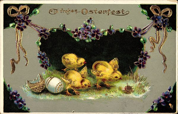 Frohes Osterfest, Küken, Ostereier, Käfer