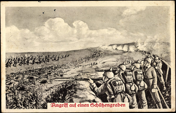 Angriff auf einen Schützengraben, Soldaten, Krieg