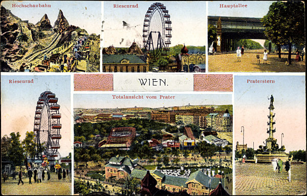 Wien 2, Prater mit Riesenrad, Hochschaubahn, Stern