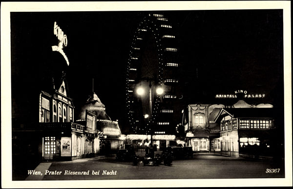 Wien 2., Prater Riesenrad bei Nacht, Kristall Palast