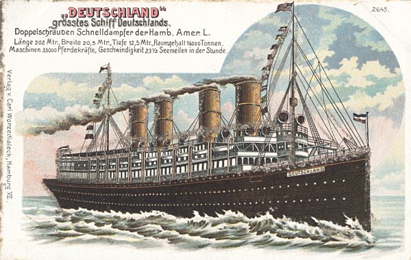 Glitzer Dampfschiff Deutschland, HAPAG, Doppelschrauben Schnelldampfer