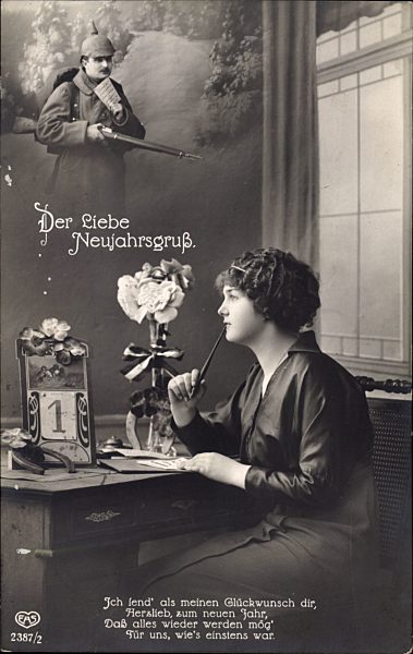 Glückwunsch Neujahr, Soldatenliebe, Kalenderblatt, EAS 2387 2