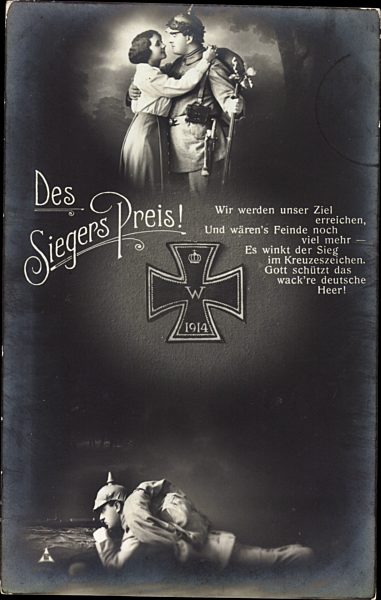 Des Siegers Preis, Soldat umarmt Frau, EK 1914, PH Berlin