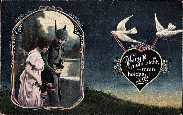 Vergiss mein nicht, mein holdes Lieb, Weiße Tauben, Soldat, Frau
