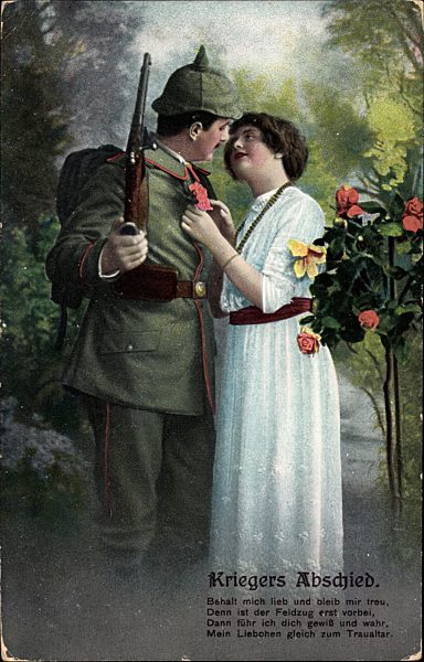 Kriegers Abschied, Soldat und Geliebte, Kuss, RKL 2594 5