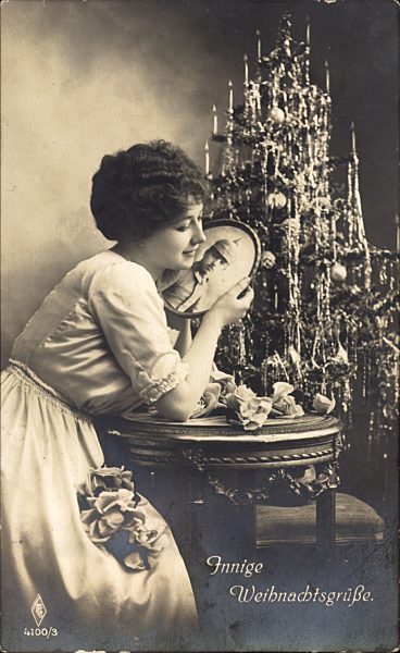 Frohe Weihnachten, Frau denkt an Soldatenmann, Tannenbaum, PFB 4100 3