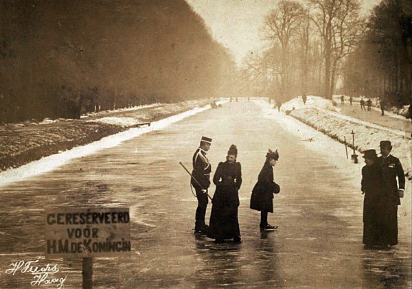 Wilhelmina as a child skating on a frozen pond Reserved for HM the Queen, H. Fuchs, M.M. Couvee, 1893