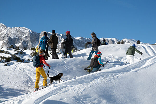 Krippenbrunn, Oesterreich, Skitourengeher auf dem Krippenstein