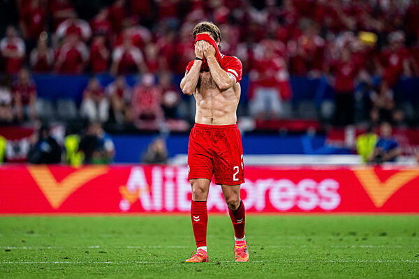 240629 Joachim Andersen of Denmark looks dejected after the UEFA Euro 2024...