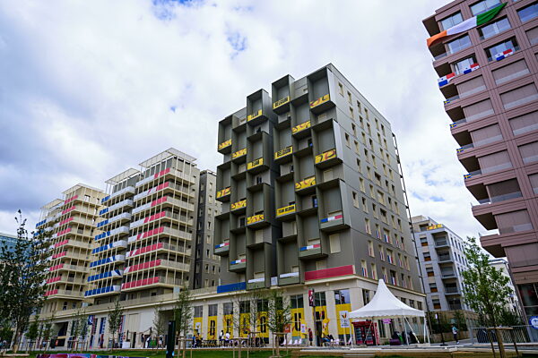 240723 Exterior view of the building housing team Belgium  in the Olympic...