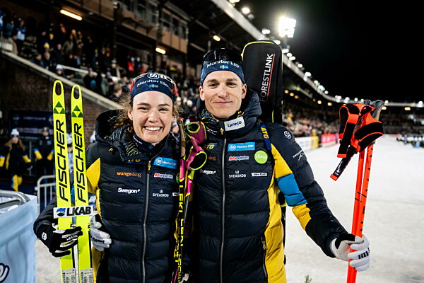 250303 Hanna Öberg and Martin Ponsiluoma of Sweden after the single mixed...