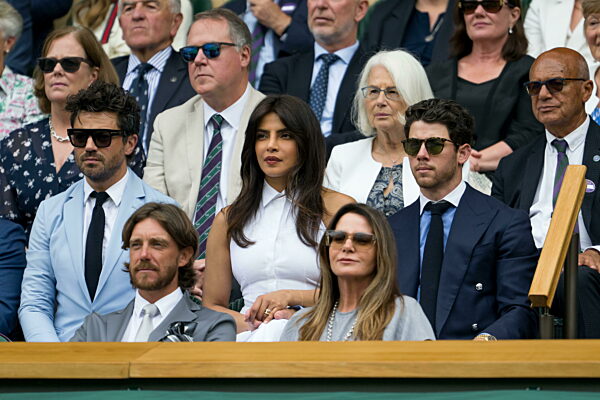 250702 Priyanka Chopra Jonas and Nick Jonas in the stands during day 3 of...