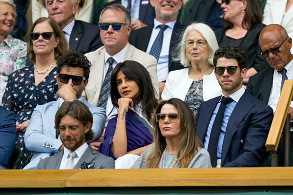 250702 Priyanka Chopra Jonas and Nick Jonas in the stands during day 3 of...