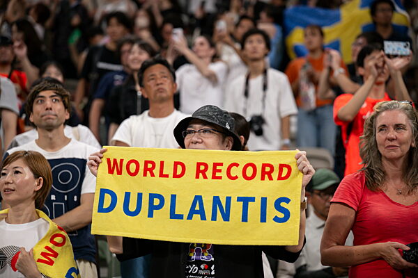 250915 A supporter of Armand Duplantis of Sweden in the men's pole vault...