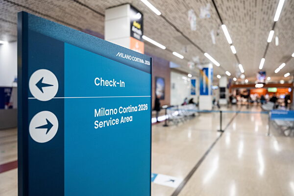 260129 Information signage for the Milano Cortina Olympics at Marco Polo...