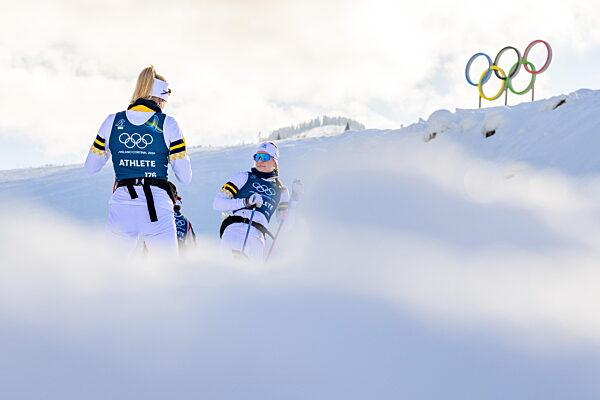 260202 Frida Karlsson and Moa Ilar of Sweden at a Cross-Country Skiing...