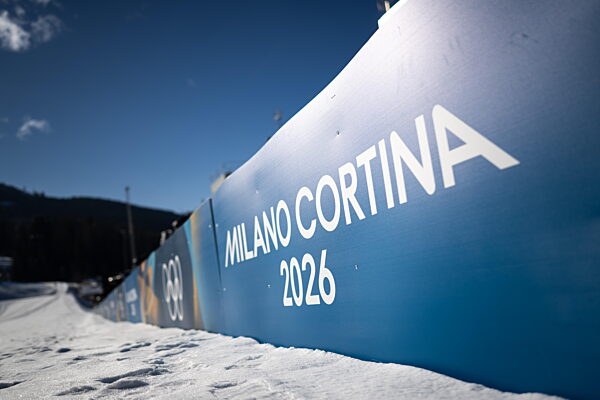260203 General view of Tesero Cross-country Skiing Stadium during day -3 of...