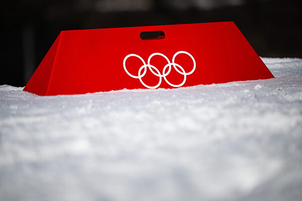 260203 General view of the Olympic Rings at Tesero Cross-country Skiing...