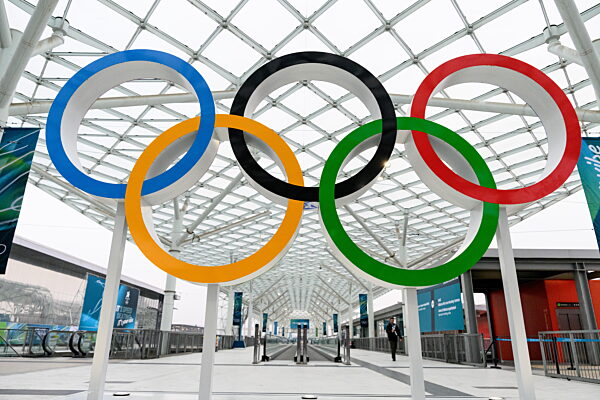 260203 The Olympic rings at the Fiera Milano during day -3 of the 2026...
