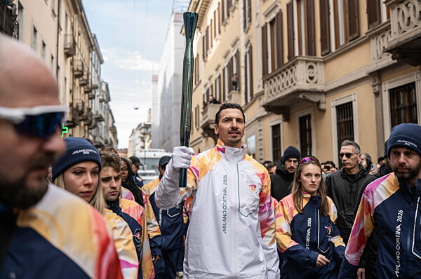 260206 Former football player Zlatan Ibrahimovic of Sweden carrying the...