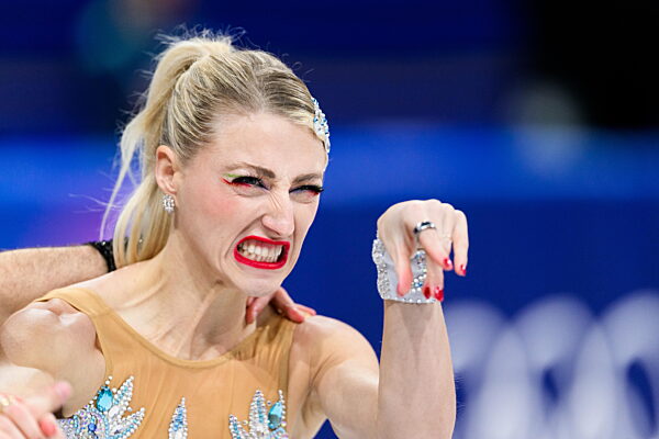 260209 Piper Gilles of Canada compete in the figure skating ice dance -...