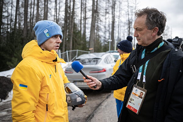 260212 Vladyslav Heraskevych of Ukraine and Jan Petter Saltvedt of Norwegian...