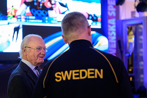 260214 King Carl XVI Gustaf of Sweden at a Swedish embassy reception at...