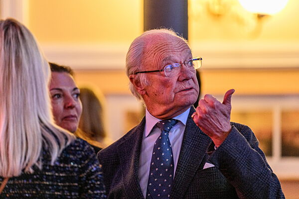 260214 King Carl XVI Gustaf of Sweden at a Swedish embassy reception at...