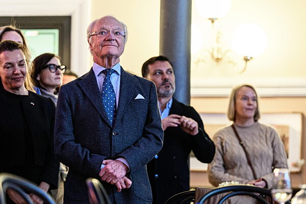260214 King Carl XVI Gustaf of Sweden at a Swedish embassy reception at...