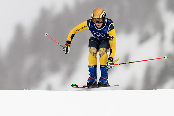 260220 Daniela Maier of Germany competes in women's freestyle skiing ski...