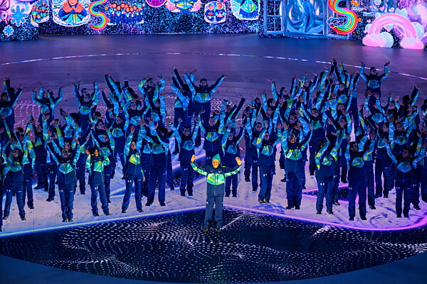 260222 Volunteers during the Closing Ceremony of the 2026 Winter Olympics on...